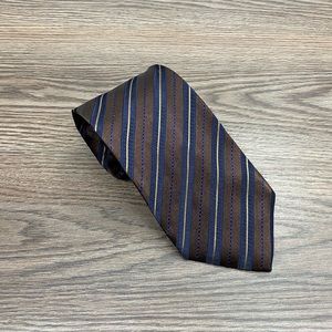 Les Copains Brown, Navy & Tan Stripe Silk Tie